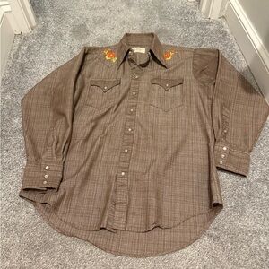 Men's Brown Embroidered Casual Shirt